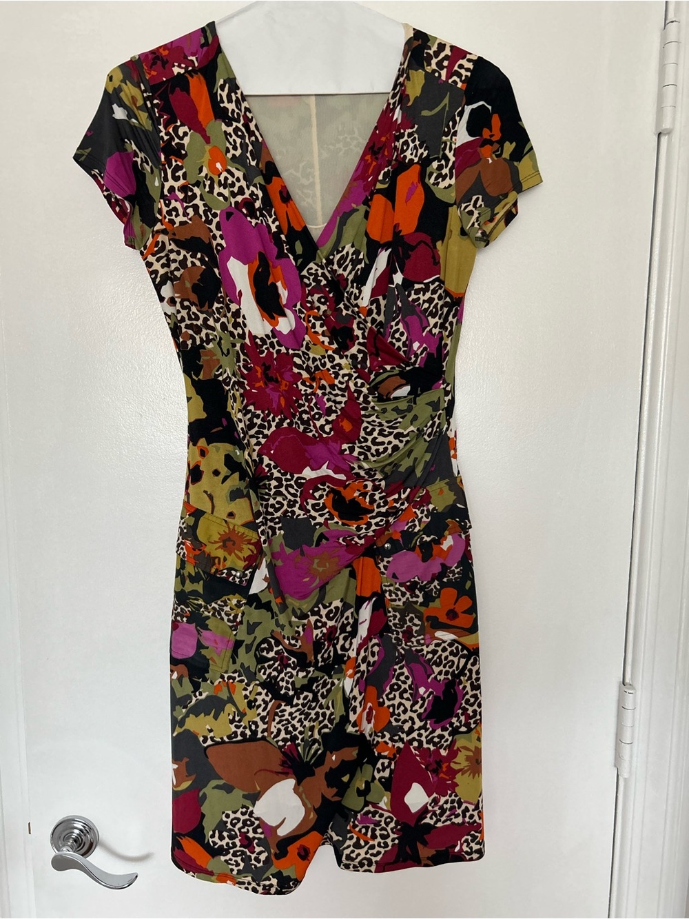 MaxMara Multicolor Floral & Leopard Print Wrap Dress